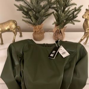 💎 Ivy Park x Adidas Forest Green vegan leather long sleeve bodysuit, 1X, NWT💎